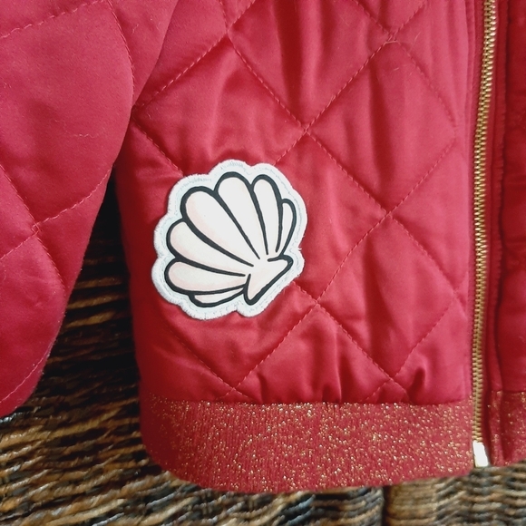 Disney Tutu Couture Bomber Jacket Girl's 7/8 Pink Quilted Coat Princess Patches - Picture 5 of 10